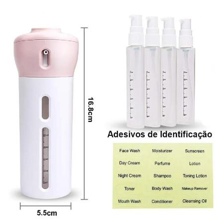 Imagem de Kit Viagem 4Em1 Banho Shampoo Sabonete Dispenser Portátil