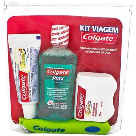 Imagem de Kit Viagem Colgate Plax 60ml + Escova Dental + Fita Dental + Creme Dental 30g