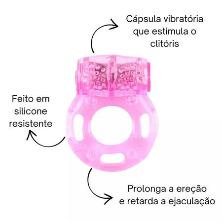 Imagem de Kit Vibrador Femini Ponto G + Bullet Cápsula + Anel Peniano + Capa Peniana