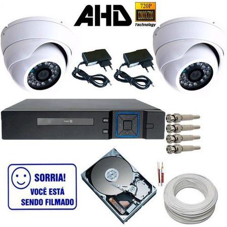 Imagem de Kit Vigilância 2 Câmeras Dome de Metal AHD 1.3 Megapixel DVR Stand Alone Multi HD