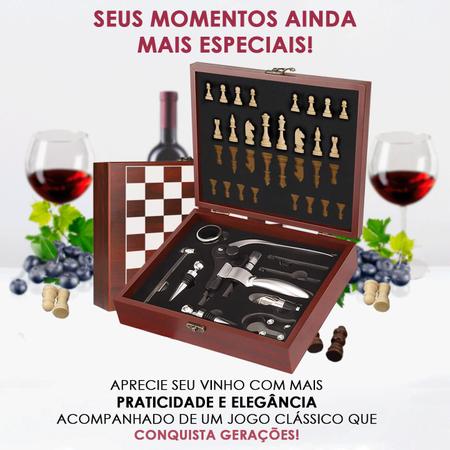 Mini Kit Vinho com Jogo de Xadrez - Unyhome - Tabacaria e Presentes