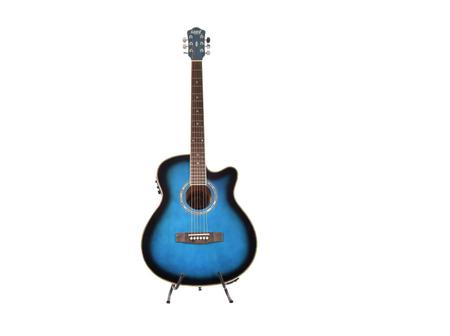 Imagem de Kit violão land eletrico aço azul pedestal para microfone