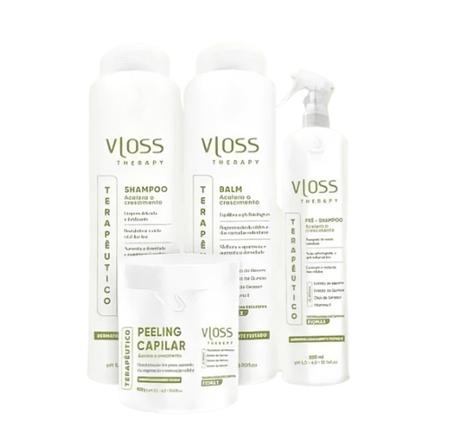 Imagem de Kit Vloss Therapy Fiomax Shampoo+ Balm+Peeling 3x500ml + Pré  Shampoo 300ml