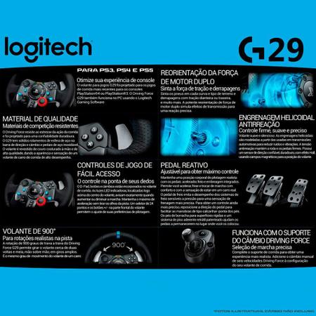 Combo Volante Logitech G29 + Câmbio Force Ps5/ Ps4 / Pc