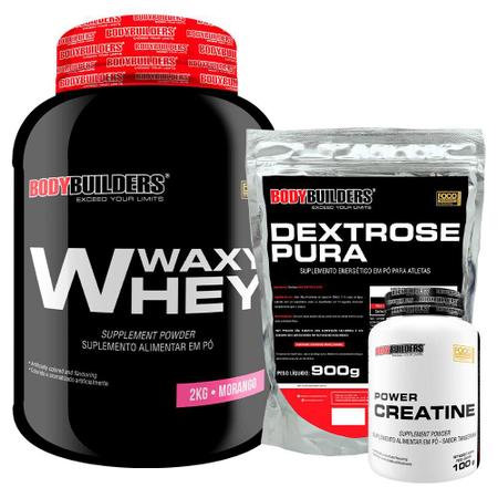 Imagem de Kit Waxy Whey Protein 2kg + Creatina 100g + Dextrose 900g - Bodybuilders