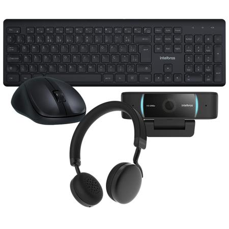 Imagem de Kit WebCam USB CAM-1080p + Headset Bluetooth Focus Style Black + Teclado e Mouse CSI50 Sem Fio Intelbras