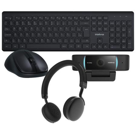 Imagem de Kit WebCam USB CAM-1080p + Headset Bluetooth Focus Style Black + Teclado TSI50 Sem Fio + Mouse MSI55 Sem Fio