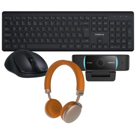 Imagem de Kit WebCam USB CAM-1080p + Headset Bluetooth Focus Style Gold + Teclado TSI50 Sem Fio + Mouse MSI55 Sem Fio