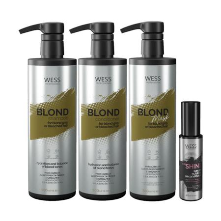 Imagem de Kit Wess Blond Sh 500Ml+Cond 500Ml+Mask 500Ml+Weshine 45Ml