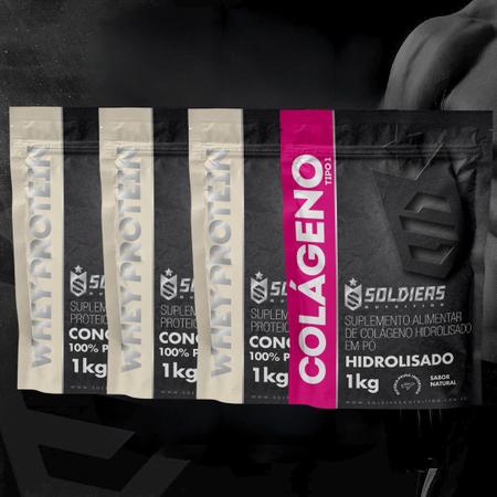 Imagem de Kit: Whey Protein Concentrado 3Kg + Colágeno Hidrolisado 1Kg - 100% Importado - Soldiers Nutrition