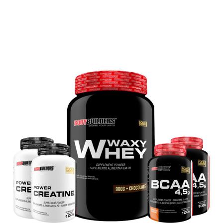 Imagem de Kit Whey Protein Waxy Whey Pote 900g + 2x BCAA 100g + 2x Power Creatina 100g - Kit para Ganho de Massa Muscular