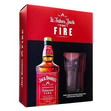 Imagem de Kit whisky jack daniels fire 1000 ml com copo