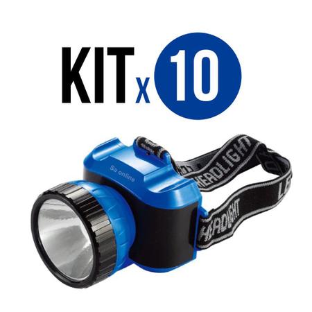 Imagem de KIT x 10 Lanterna de Cabeça 9 LEDs Poderosa, recarregável e seguro! Ideal para Ar-livre Até 150m