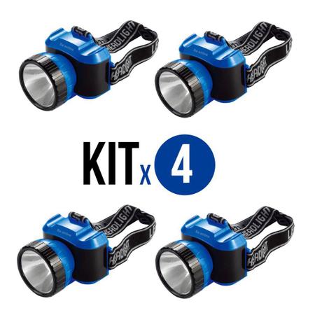 Imagem de Kit X 4 Lanterna De Cabeça 9 LEDs Poderosa, recarregável e seguro! Ideal P/ Ar-livre Até 150m