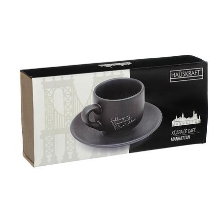 Imagem de Kit Xícara de Porcelana para Café Manhattan Preto  - 6 Unidades - 90ml - Hauskraft