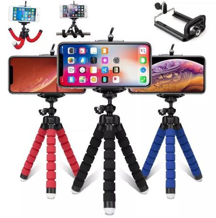 Imagem de Kit Youtuber Tripé Profissional Pedestal Microfone Lapela Celular Smartphone + Tripé Flexível Universal