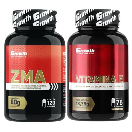 Kit Zma 120 Caps + Vitamina E 75 Caps Growth Supplements - ZMA