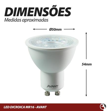 Imagem de Kit20 Lâmpada LED Dicróica 4.8W MR16 Bivolt 4000K Luz p/ Iluminação Comercial e Residencial - Avant