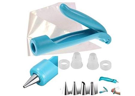 Imagem de Kitchen Pacific Cake Decorando Dicas Caneta, Ferramenta de Tubulação de Gelo Kit Set com grandes e pequenos X4 dicas diferentes- X4 Bocais Saco de cerejaX 2 acoeleira, tubulação de aço inoxidável / Dispensador Bocais Conjunto de Caneta