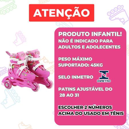 Imagem de Kits Proteção E Patins Feminino Infantil In Line E Tri Line