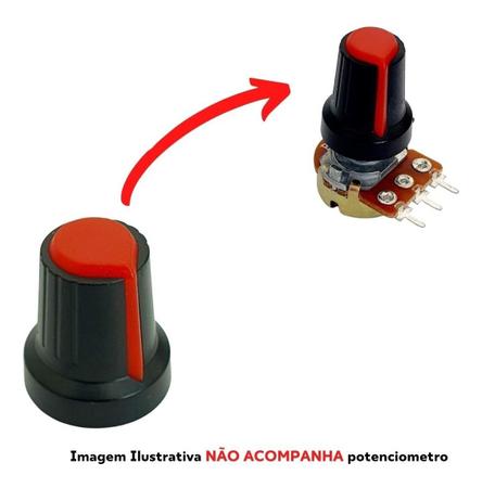 Imagem de Knob Estriado WH148 para Potenciômetro 6mm - Kit 10 Peças Escolha A Cor