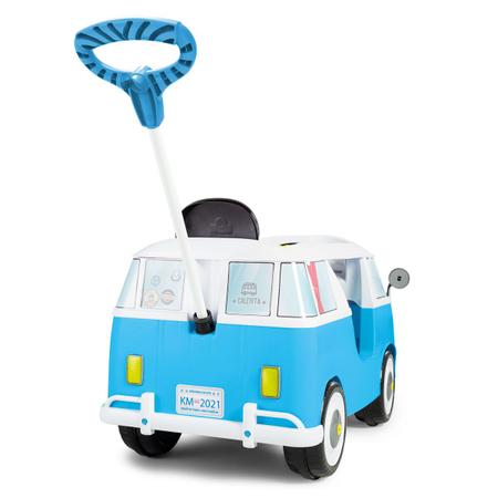 Imagem de Kombi Infantil Azul Com Haste 2 em 1 Passeio E Pedal Com Cinto de Segurança - Calesita