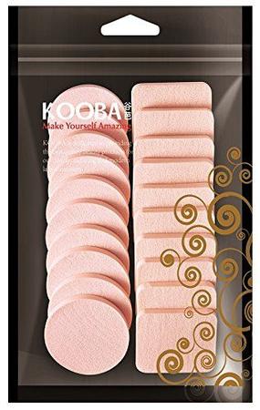 Imagem de KOOBA 20 pcs Maquiagem em pó esponjas redondas e quadradas látex livre descartável beleza liquidificador espuma cosmético aplicador puffs faciais para fundação impecável, sensível e todos os tipos de pele