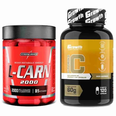 L-Carnitina 60 Caps Integral + Vitamina C 120 Caps Growth - IntegralMedica