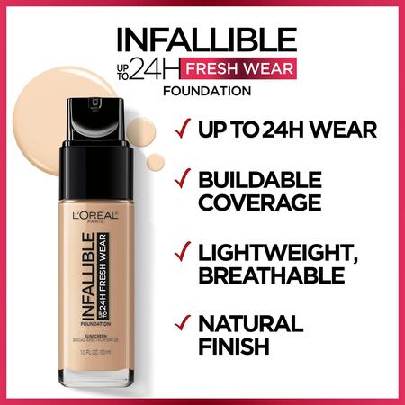 Imagem de L'Oreal Paris Maquiagem Infalível Até 24 Horas Fresh Wear Foundation, Porcelana, 1 fl Onça