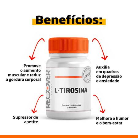Imagem de L-Tirosina 500mg - 120 Cápsulas (60 Doses) - Recover Farma