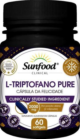 Imagem de L-Triptofano Pure 2000mg 60 softgels - Sunfood