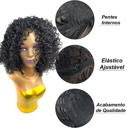 Imagem de Lace Wig Cabelo Cacheado Afro Modelo Georgia Fibra Premium