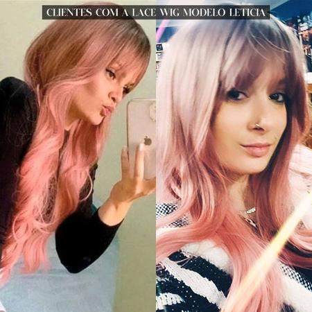 Peruca feminina longa para cosplay com franja cabelo de fibra de