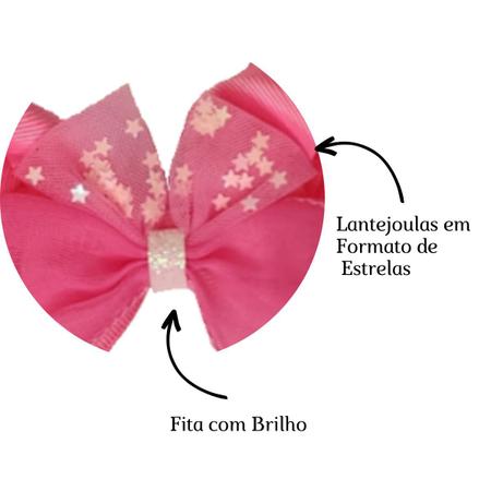 Imagem de Laço Cabelo com Organza Inf. Bico de Pato Lantejoula Estrela