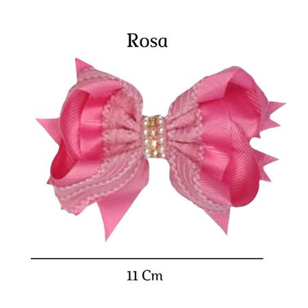 Laço Infantil Menina / Cor Rosa / Pérolas