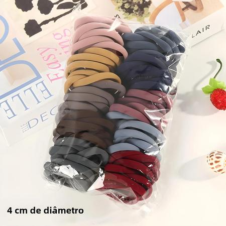 Imagem de Laços de Cabelo de Alta Elasticidade - 100 Unidades - Sem Costura - Várias Cores