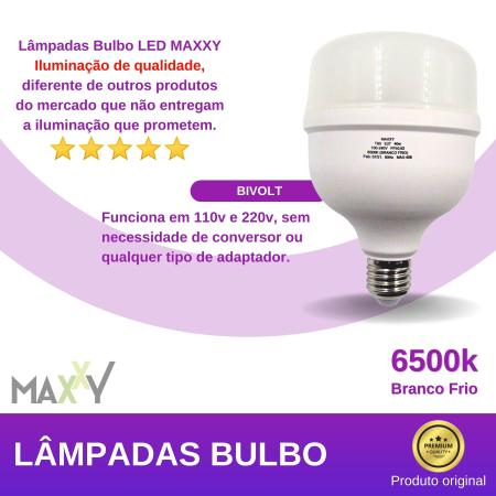 Imagem de Lâmpada 40W LED Bulbo Bivolt 110v 220v Branco Frio 6500k Luz Branca Soquete E27