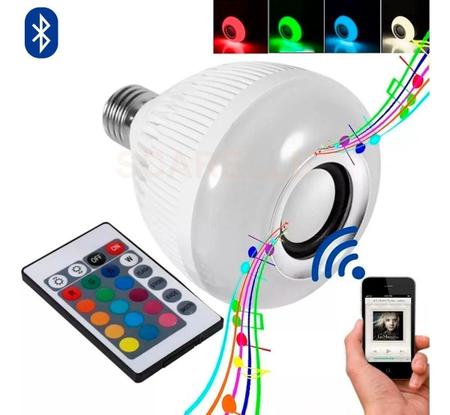 Imagem de Lâmpada Bluetooth Com Led Rgb Música 12W + Controle Remoto