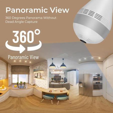 Imagem de Lâmpada Câmera Led Wifi Ip Hd Panorâmica 360º Espiã D