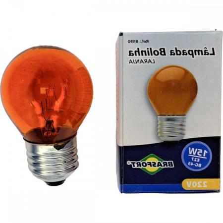 Imagem de Lampada Colorida Brasfort 15Wx220V. Laranja - Kit C/25 Peças