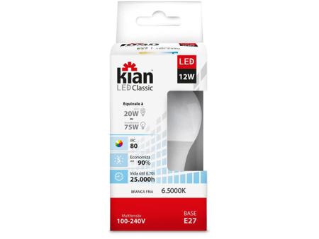 Imagem de Lâmpada de LED Bulbo Kian E27 Branca 12W 6500K - Classic A60