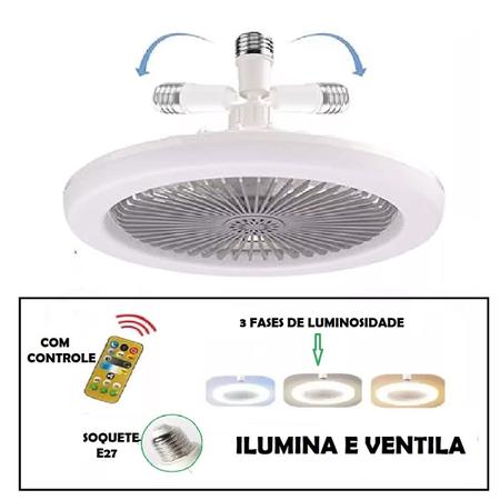 Imagem de Lâmpada de Led  com Ventilador de Teto 36W Luzes Led Integrada E27 Remote C/ Temporizador Bivolt