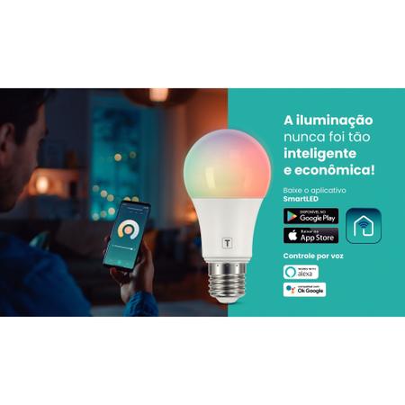 Imagem de Lâmpada de LED Smart Tramontina Base E27 10 W Bivolt com 16 Milhões de Cores RGBW Wi-Fi + Bluetooth