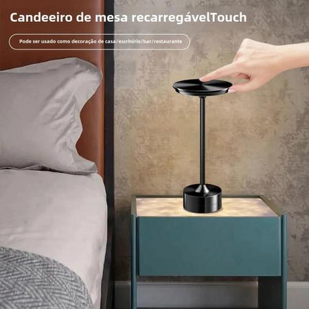 Imagem de Lâmpada de Mesa LED Recarregável com Sensor de Toque - Luz Noturna para Quarto