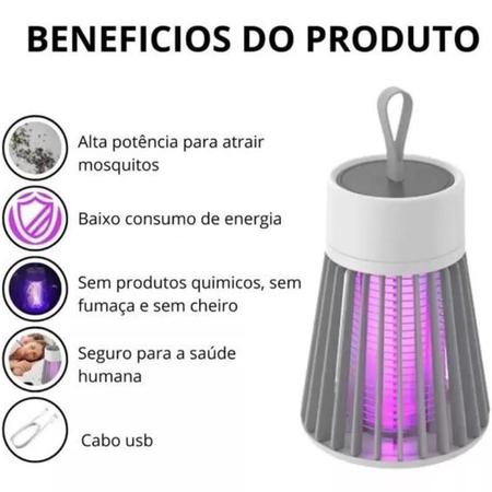 Imagem de Lâmpada Elétrica Forte Mata-Mosquitos Repelente Led Uv Eletrônico Pernilongo Insetos USB Eliminador De Mosquiteiro