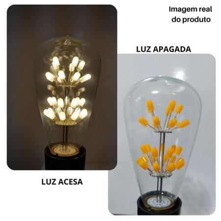 Imagem de Lâmpada Filamento LED Vintage Retro Decorativa E27 Pêra Luz Amarela
