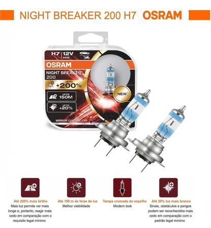 Lâmpada H7 Osram Nightbreaker 200 3900K 55W 200% +Luz - Lâmpada