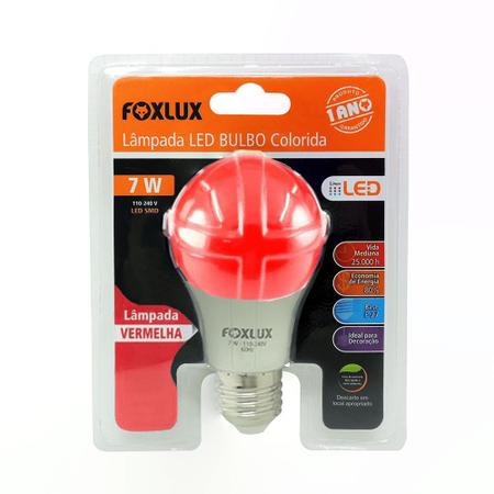 Imagem de Lampada led bulbo colorida 7w vermelha foxlux 