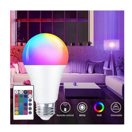 Imagem de Lâmpada LED Bulbo RGB 5W Colorida Bivolt com Controle Remoto Postagem em 24h