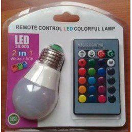 Imagem de Lâmpada LED Bulbo RGB 5W Colorida Bivolt com Controle Remoto Postagem em 24h